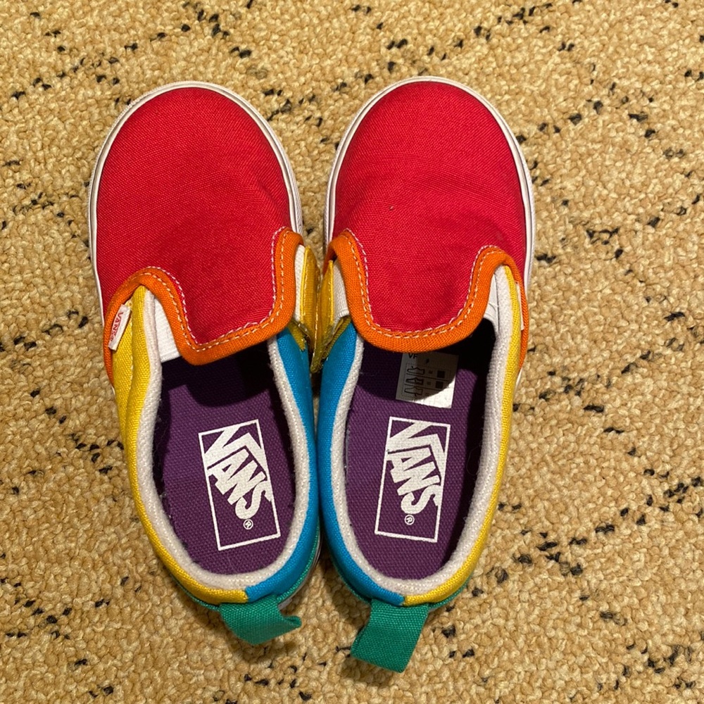 Vans rainbow slip on toddler shoes boy or girl 9.5